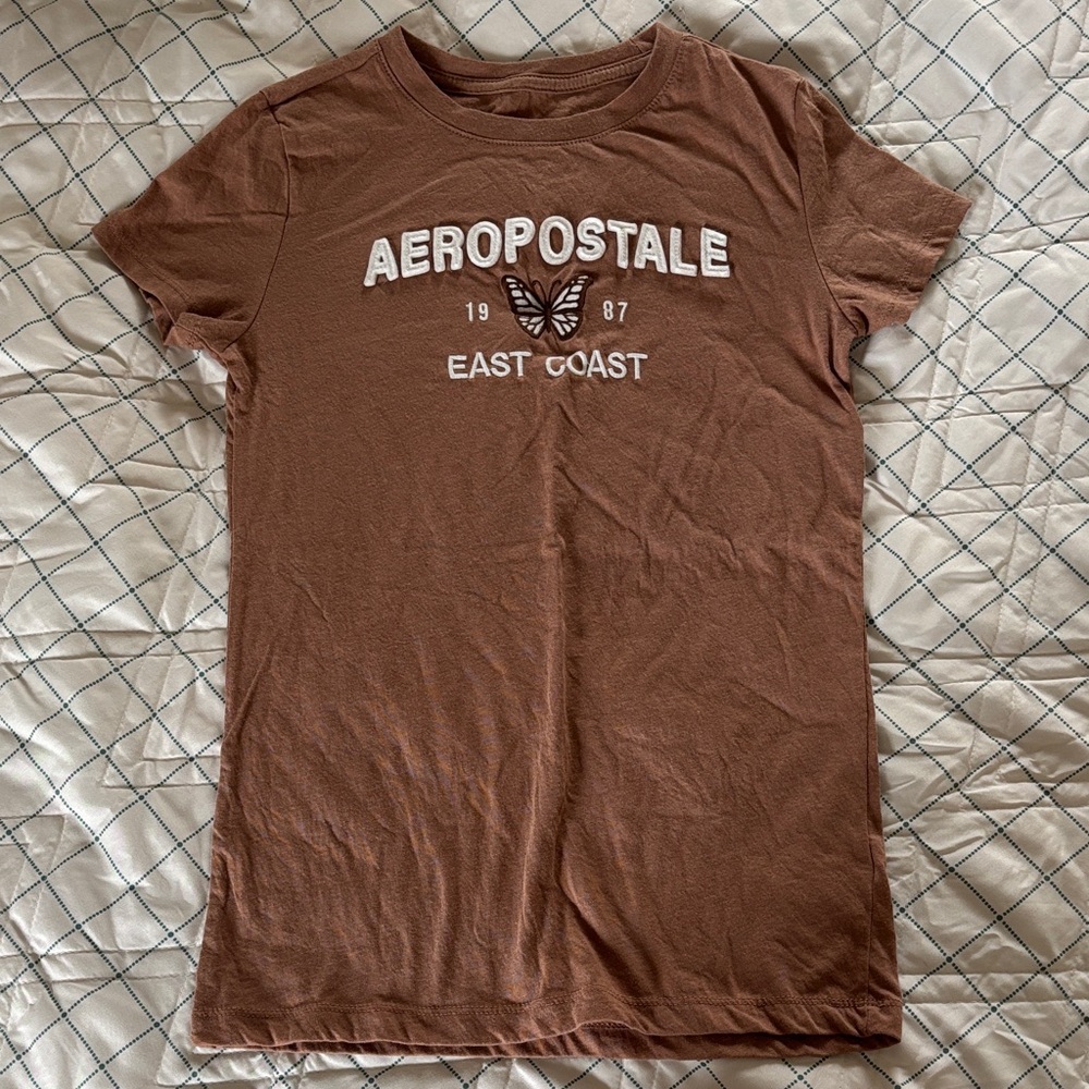 Aeropostale Tan Graphic Tee with Butterfly
